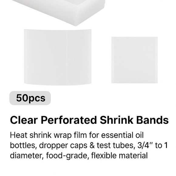 Transparent Shrink Bands for dropped caps and test tubes - 50 Pack - Picture 1 of 1